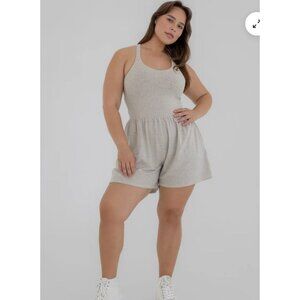 IMBODHI Lila Romper in Oatmeal Size Large Micromodal Comfort Crossback Shorts
